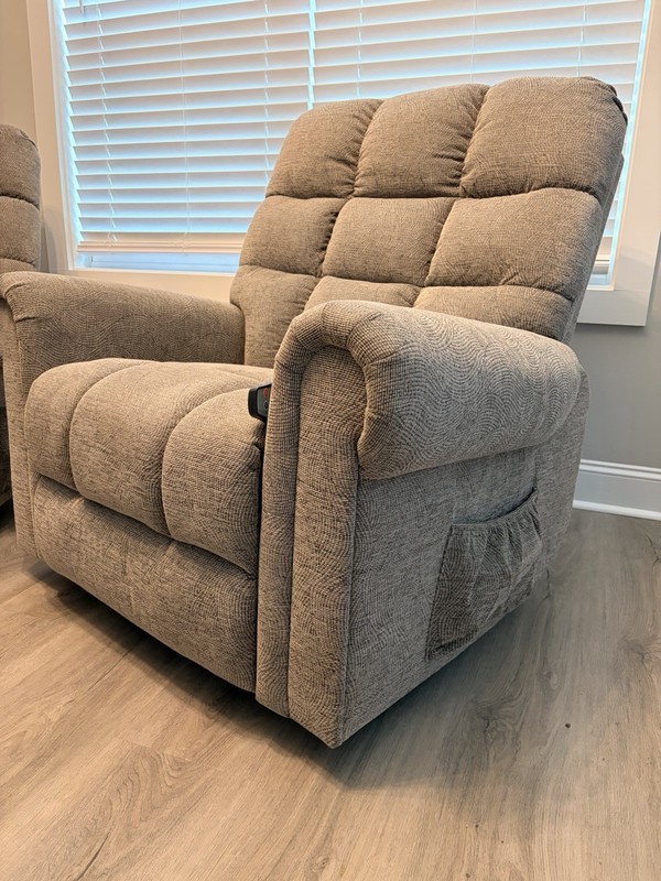 Set of 2 Gray Fabric Recliner Chairs Heated Vibration Massage w/ Wired Remotes gallery