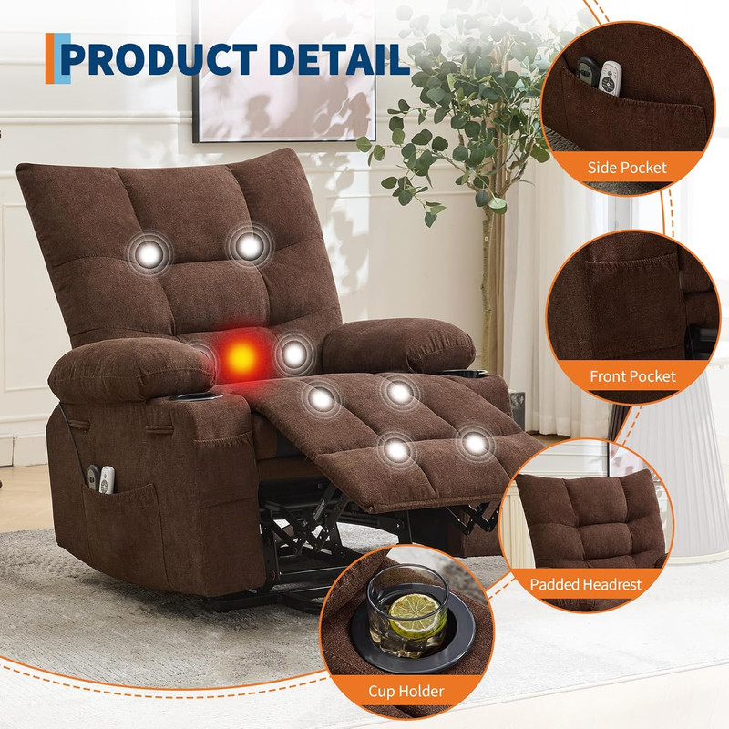 Power Lift Recliner Chair for Elderly - Electric Massage & Heat Recliner with 45 gallery