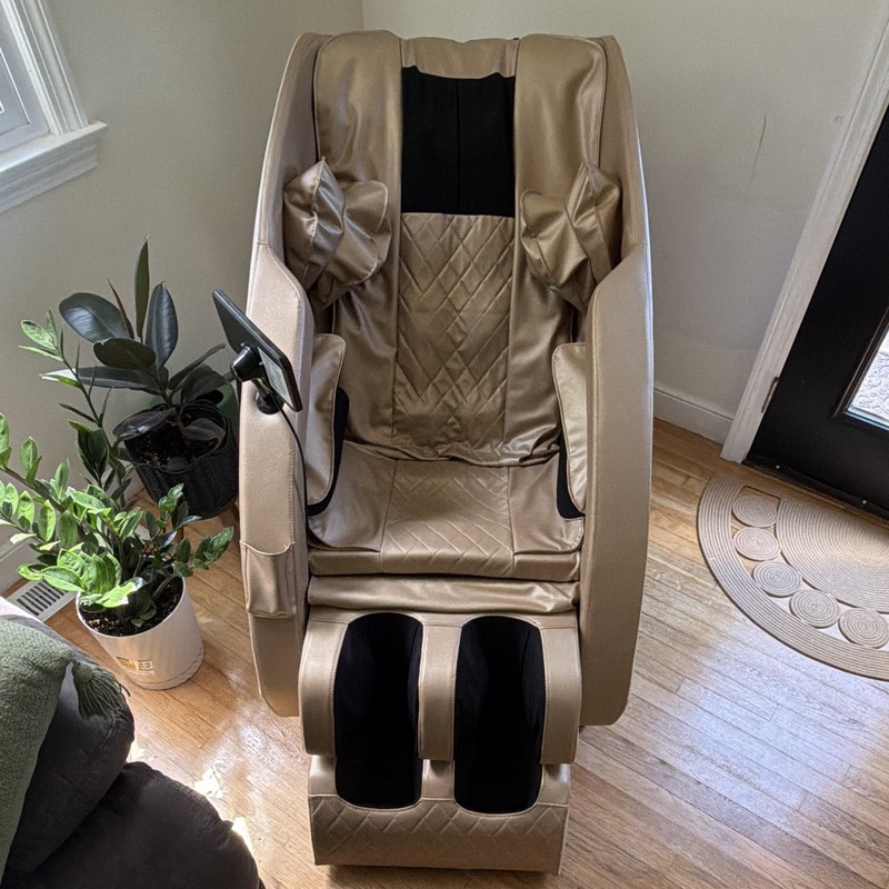 Beige Faux Leather Zero Gravity Electric Massage Chair w/ Heat & Speakers gallery