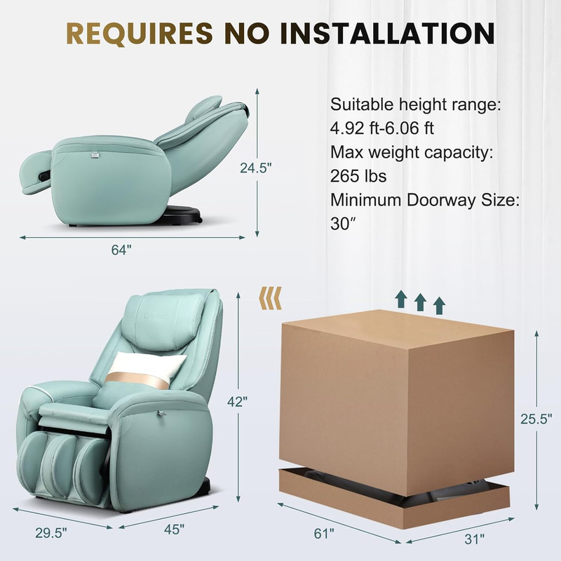 Massage Chair, Full Body Zero Gravity Massage Recliner with SL Track, Waist Heat gallery