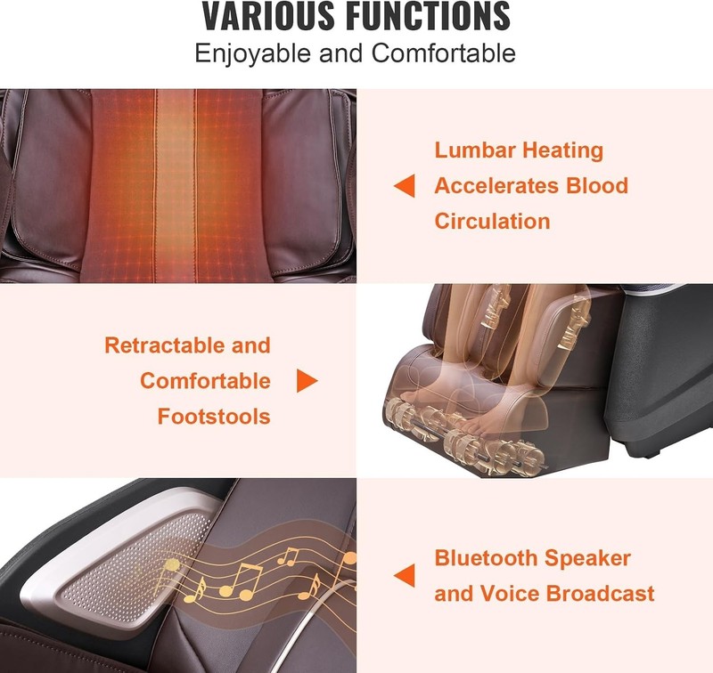 Luxury Full Body 3D Shiatsu Massage Chair - Zero Gravity Recliner with Bluetooth gallery