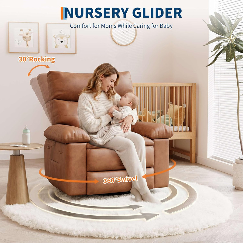 Leather Manual Recliner Chair for Adults - Heat and Massage | Manual Lazy Reclin gallery