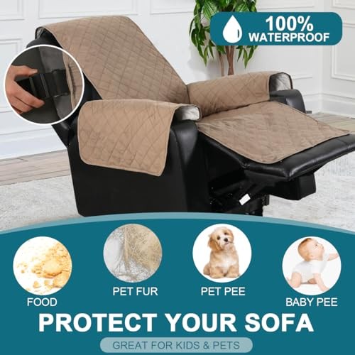 100% Waterproof Power Lift Recliner Cover for Power Lift Recliner 22" Khaki gallery