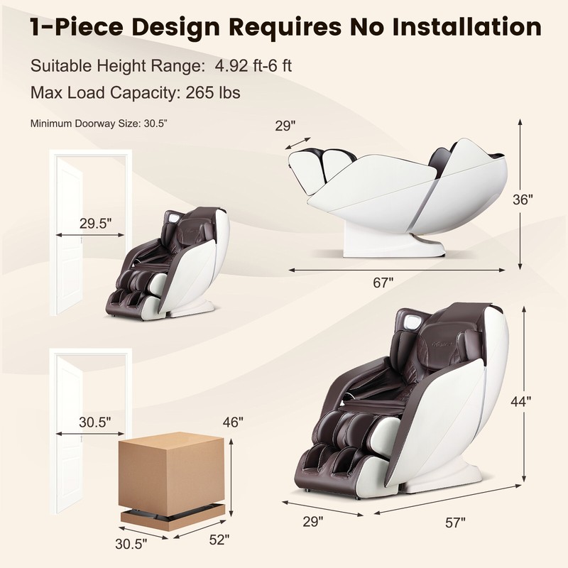 Zero Gravity SL Track Full Body Massage Chair w/ Heat Foot Roller Voice Control gallery