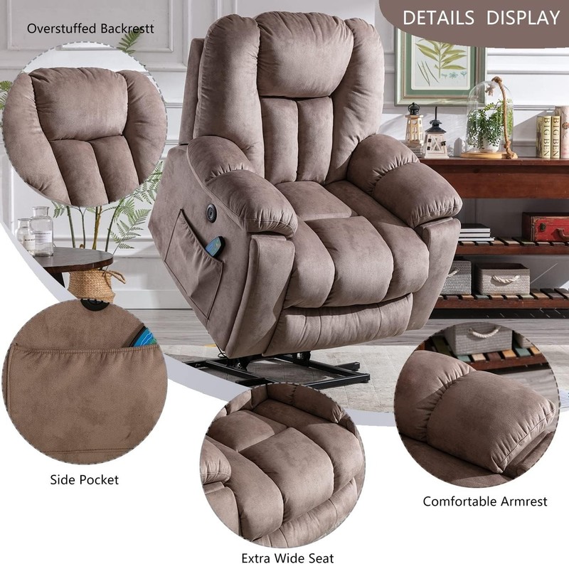 CANMOV Power Lift Recliner Chair w/Massage & Heat - 350lb Capacity Brown gallery
