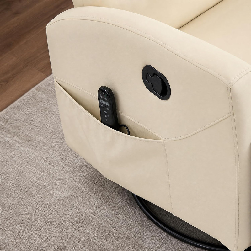 Beige Heat Massage Recliner Chair with 360 Swivel and 8-Point Vibration gallery