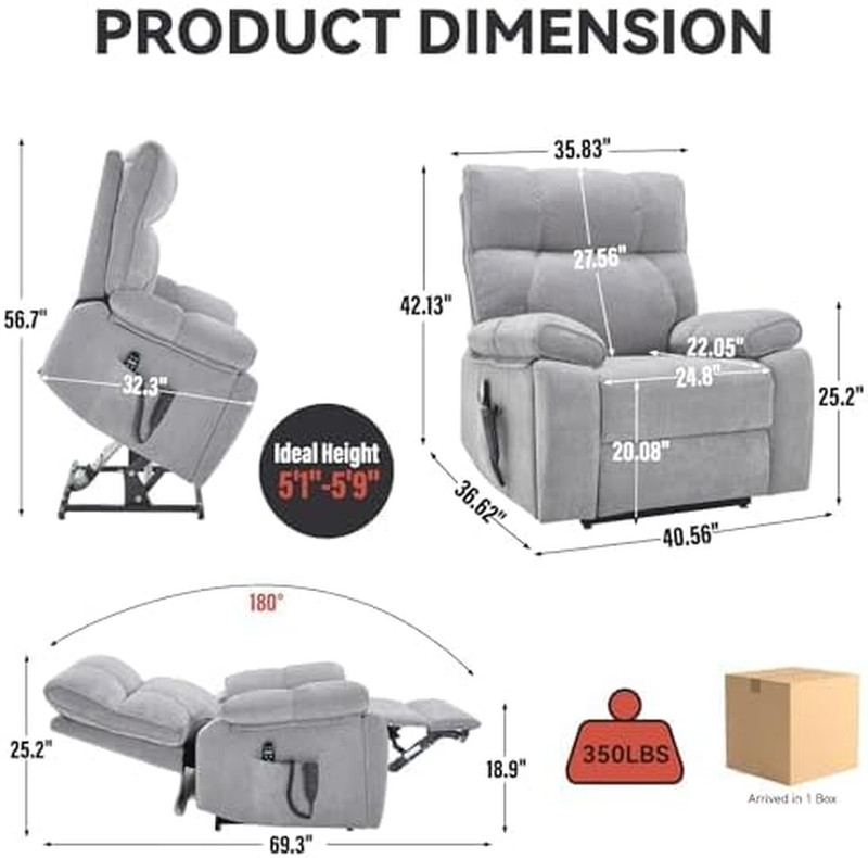 Dual Motor Power Lift Recliner Chair, 8 Positions Vibration Massage Recliner Cha gallery