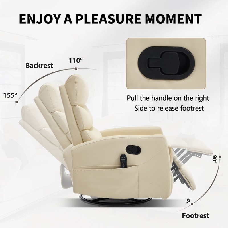 Heat Massage Recliner Chair – Manual Rocker & Swivel, Fabric Living Room gallery