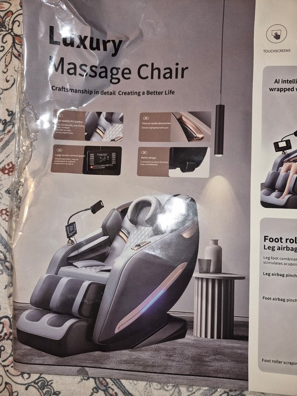 Aboss Massage Chair AI Chip Touchscreen PU Leather Gray Black Bluetooth