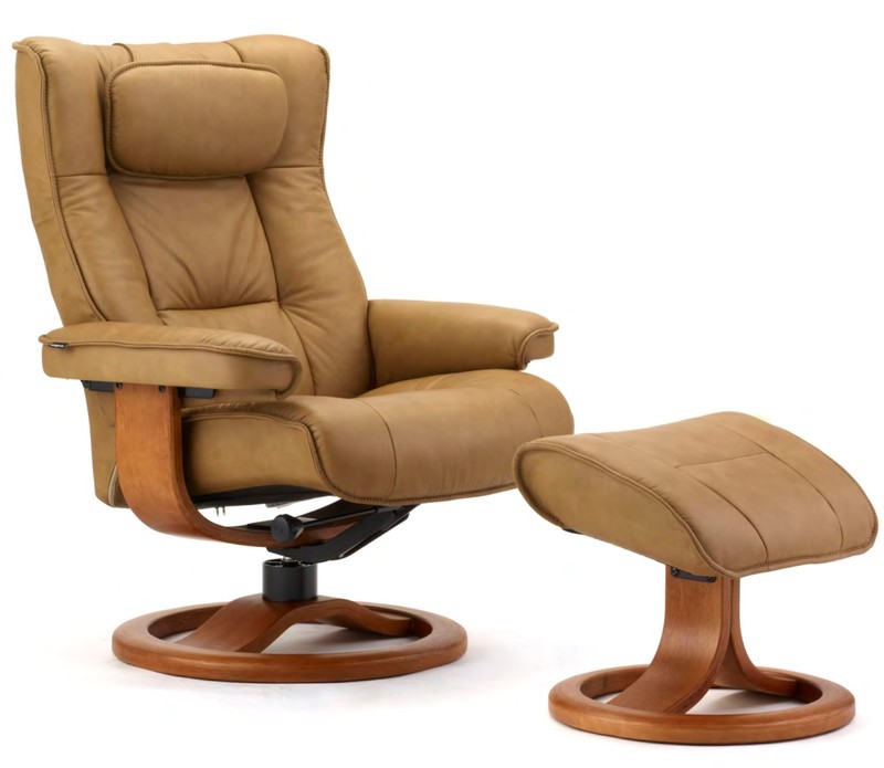 Fjords Regent Small Recliner Chair and Ottoman SL224 Hassel Soft Line Leather