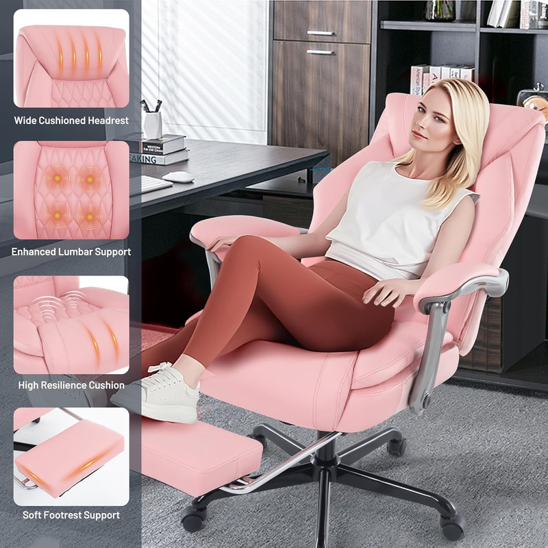 Massage Office Chair with Heating Function & Footrest, 6-Point Vibration, Ergono gallery