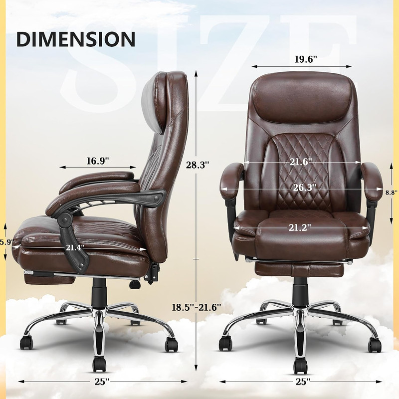 6 Point Vibrating Massage Office Chair with Adjustable Height | PU Leather, Heat gallery