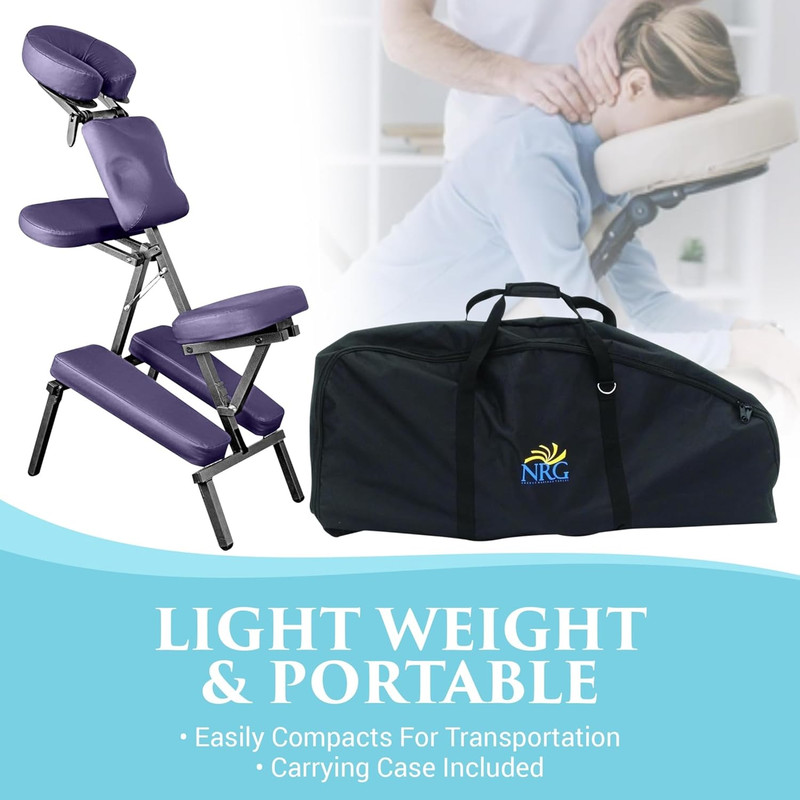 Grasshopper Portable Massage Chair - Adjustable, Lightweight, Purple with Carry gallery