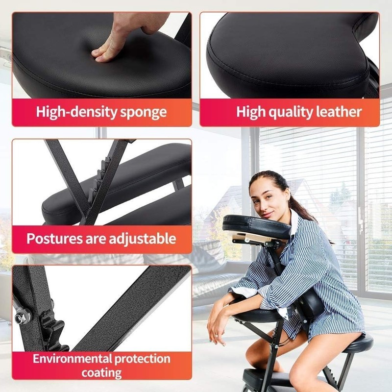 Adjustable Folding Massage Chair for Spa Use - Travel-Friendly Design in Black gallery