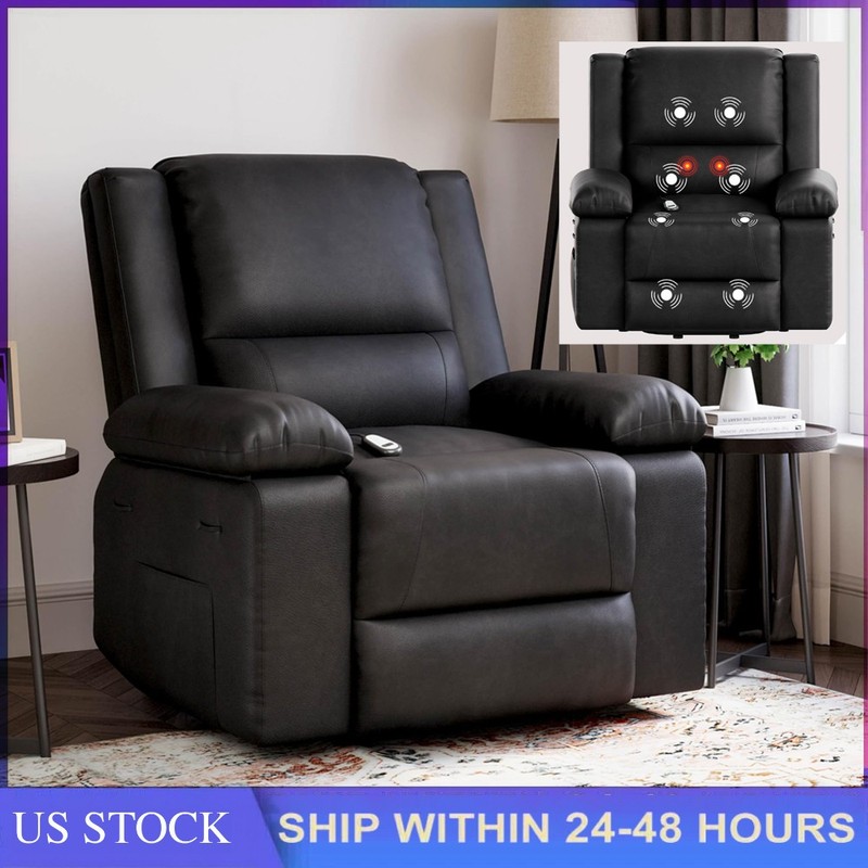 Power Lift Recliner Chair Massage Heat PU Leather Adjustable Backrest Footrest