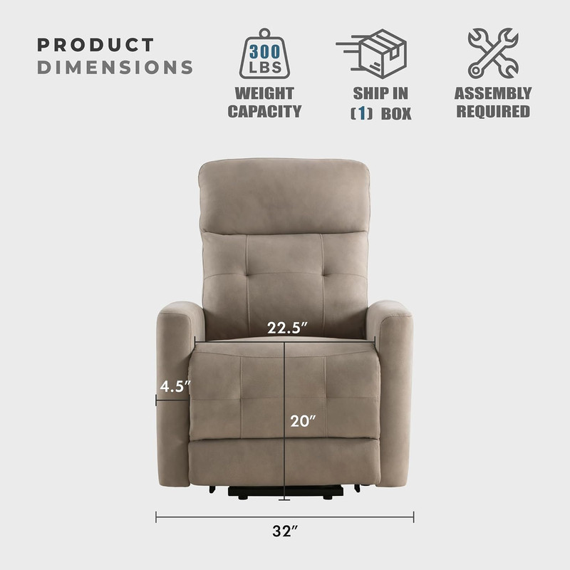 Power Lift Recliner with Heat and Massage for Adults Elderly Ergonomic, Textured gallery