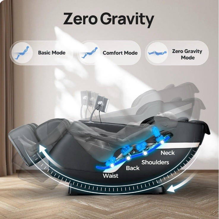 BOSSCARE Full Body Shiatsu Massage Chair Zero Gravity Recliner w/ App Black gallery