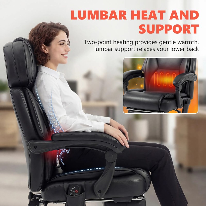 High Back Vibration Massage Chair Heating Office Chair Reclining Computer Chair gallery