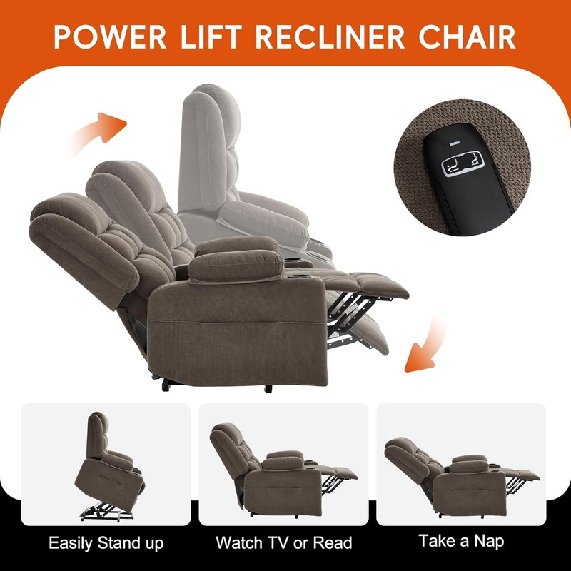 Electric Power Lift Recliner Chair Sofa with Massage and Heat for Elderly USB gallery