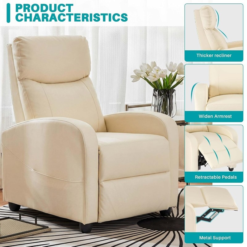 Sweetcrispy Massage Recliner Chair with Lumbar Support - Beige gallery