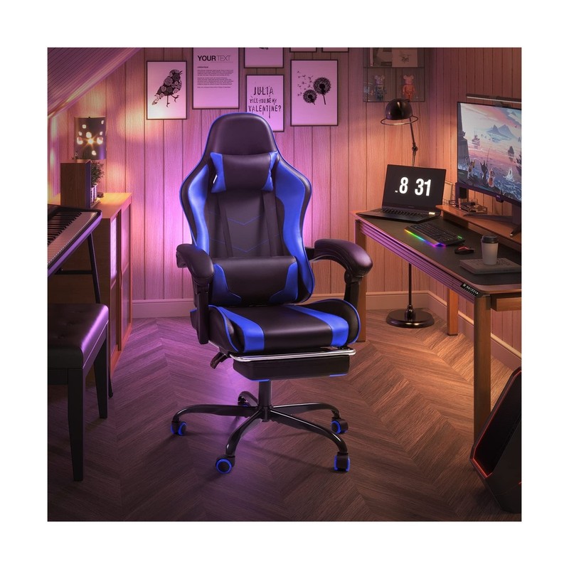 Shahoo Footrest and Massage Lumbar Support, Video Game Chairs Height Adjustab... gallery