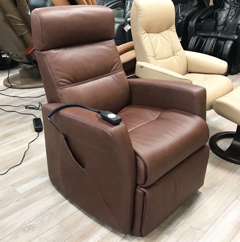 IMG Divani MF225 Med Power Infinite Position Lift Chair Recliner Cognac Leather gallery