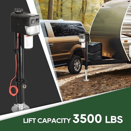 Electric Power Tongue Jack, 3500LB Trailer Jack for A-Frame Trailer with gallery