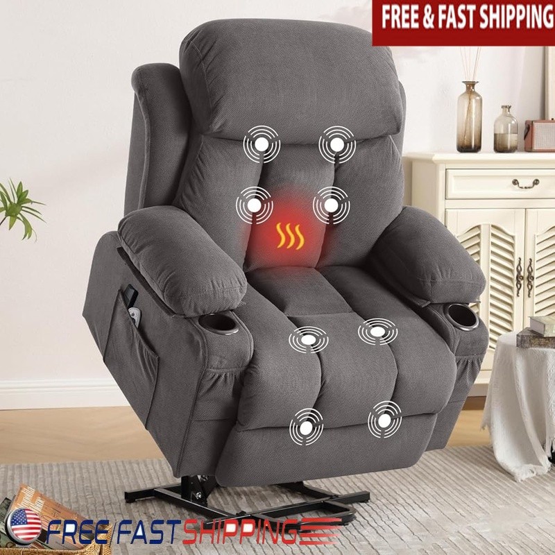 Electric Lift Recliner Chair W/ Massage USB Port 8 Vibration Points Mobility Aid