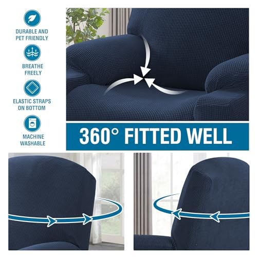 Stretch Couch Cover Electric Power Lift Recliner Chair Slipcover Fitted Navy gallery