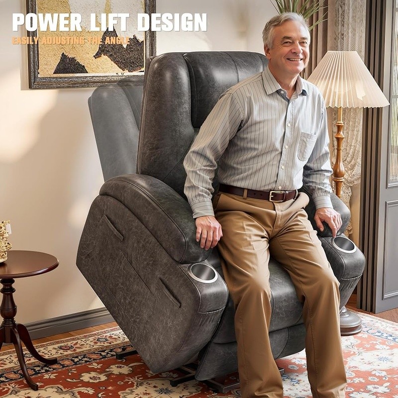 Electric Recliner Chair Power Lift W/ Massage Vibration & Storage Pockets New gallery