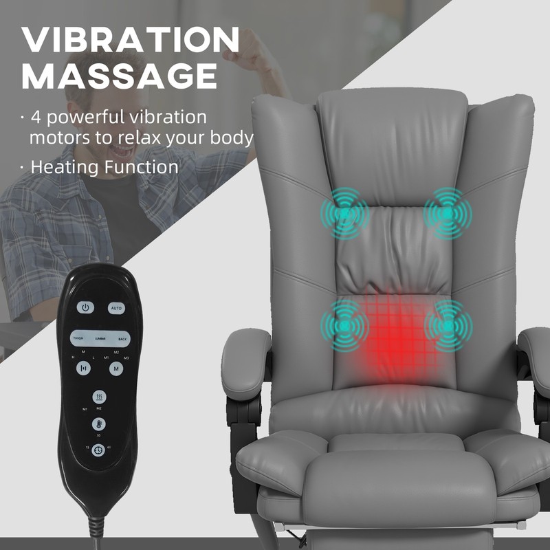 High Back Massage Office Chair with Heating Footrest and Adjustable Height 265LB gallery