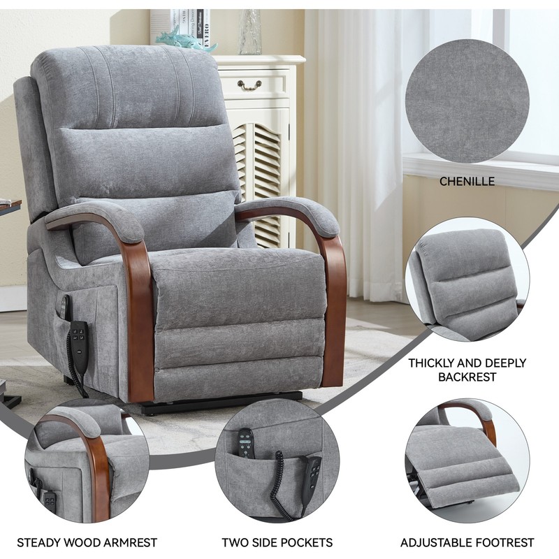 Power Lift Recliner Chair Dual Motor Heat Massage 350 LBS Capacity gallery