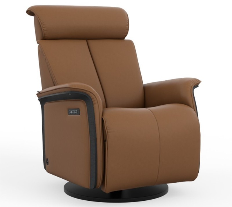 Large Fjords Jewel Swing Relaxer 3 Motor Power Recliner Chair Cigar Soft Leather
