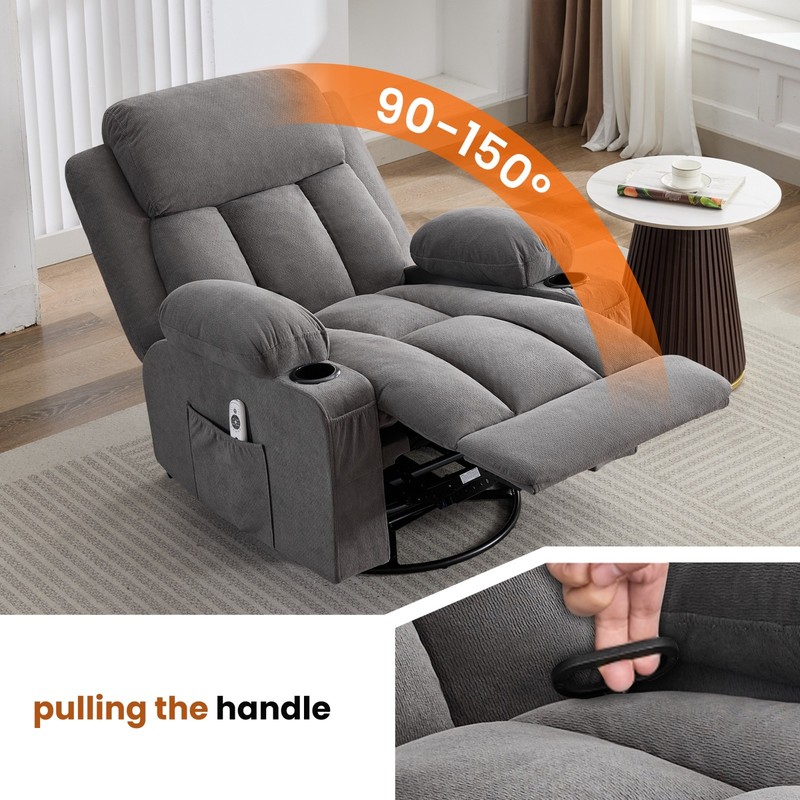 360° Swivel Rocker Recliner Chair with Vibration Massage and Heat & Pocket Usb gallery