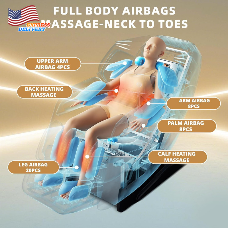 4D Massage Chair Full Body Zero Gravity Recliner 55“ Sl-Track 15 Auto Modes NEW gallery