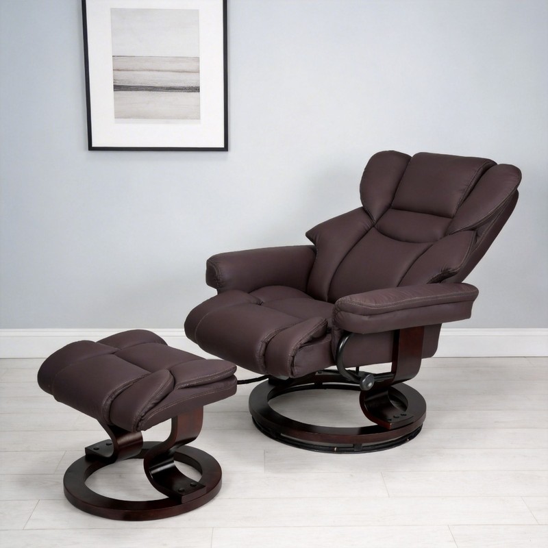 8-Point Massage Swivel Recliner with Ottoman,Heated PU Leather Lounge Chair gallery