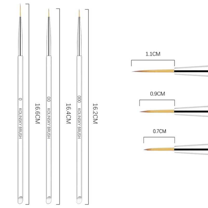 3Pcs/opp Nail Art Brushes, Aluminum for Home Travel (White) gallery