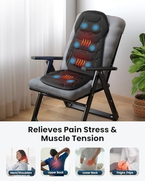 Massage Seat Cushion, Back Massager with 8 Vibration Nodes & 5 Modes, CF-2402C gallery