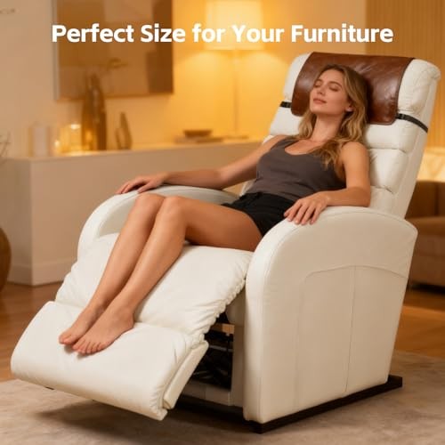 Faux Leather Non Slip Headrest Cover for Recliner Chair, Sofa & Dark Gray gallery