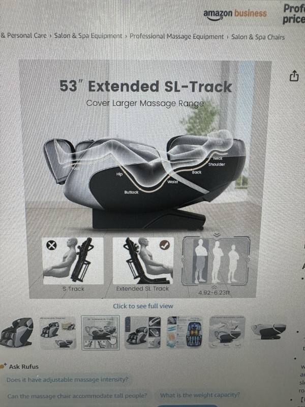 relaxe Full Body Electric Massage Chair Zero Gravity SL Track Heated Black Silv… gallery