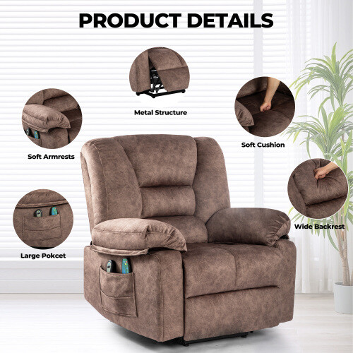 Electric Power Lift Recliner Chair with Vibration Massage Heat Sofa for Elderly gallery
