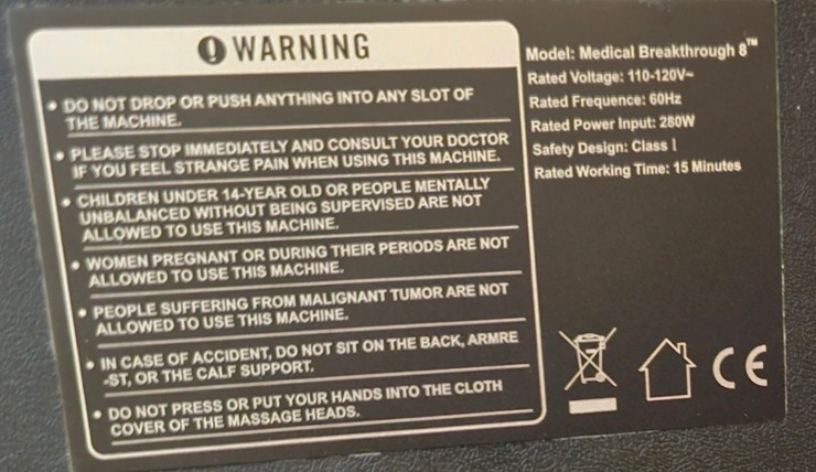 Medical Breakthrough 8 Massage Chair Used in Good Condition WORKING gallery