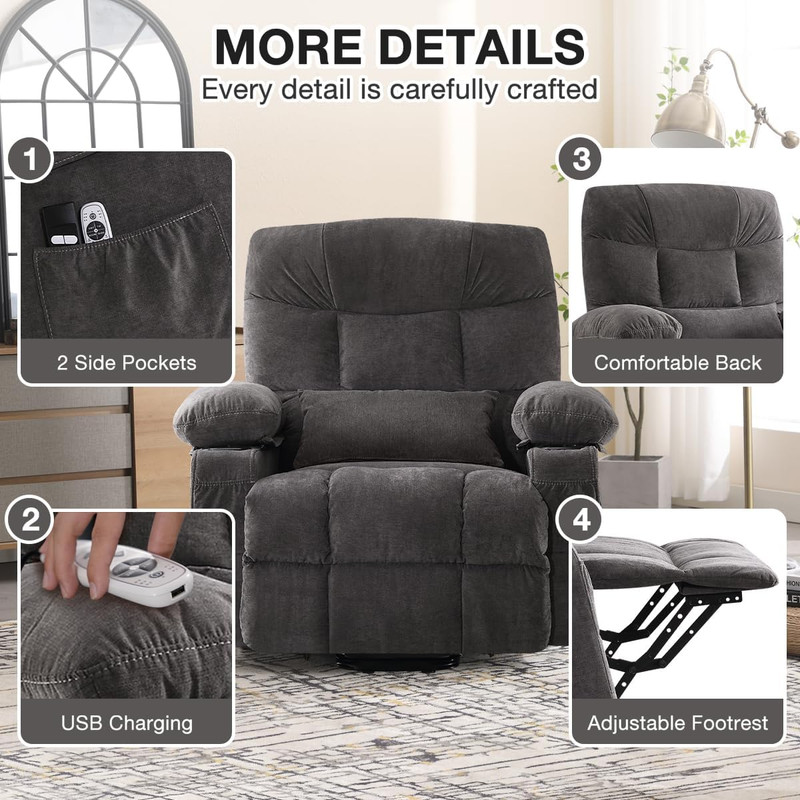 Power Lift Recliner Chair for Elderly,8-Point Vibration Massage & Heat,Electric gallery