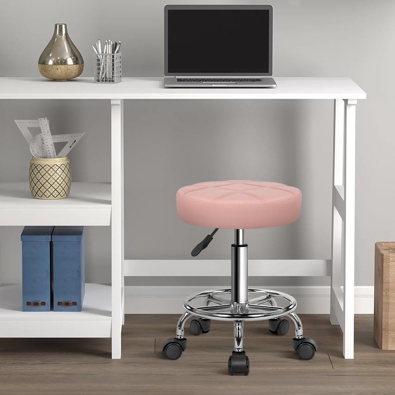 Comfortable Swivel Rolling Massage Stool W/ PU Leather Cushion Home Office gallery
