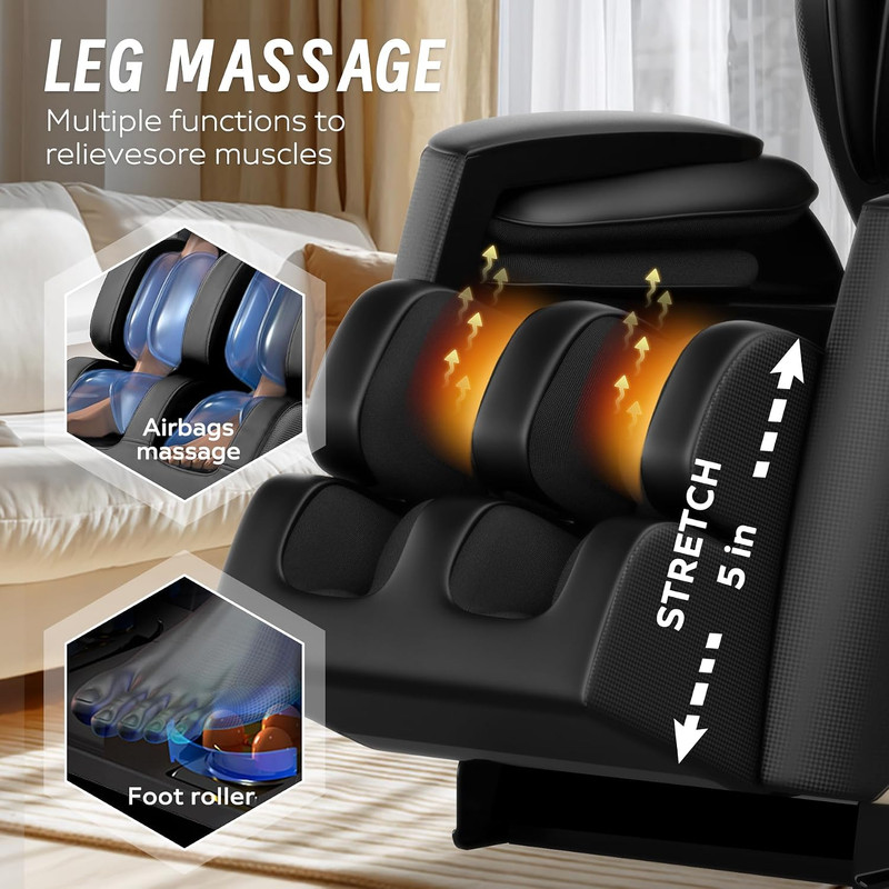 Zero Gravity Massage Chair with Heat, Air Pressure & Remote Control, Black gallery