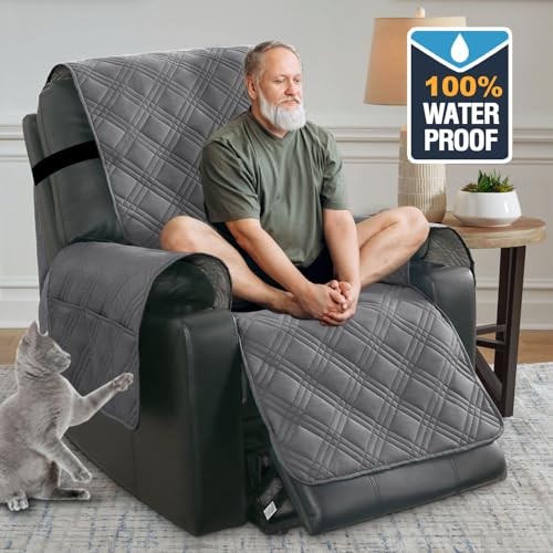 100% Waterproof Recliner Chair Cover Nonslip Recliner Cover Stay in Grey/Beige gallery