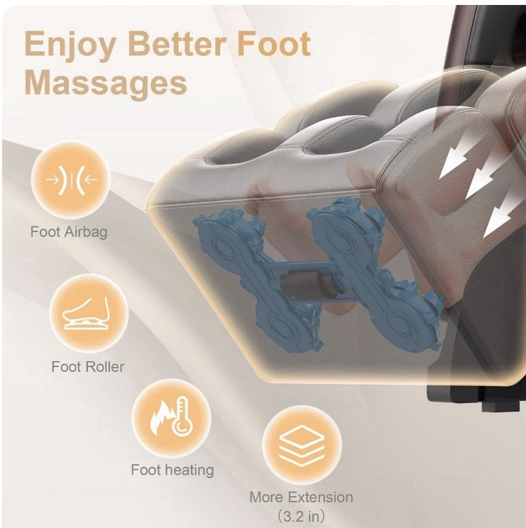 Znines Full Body Massage Chair Zero Gravity Heat Foot Massage Bluetooth Gray gallery