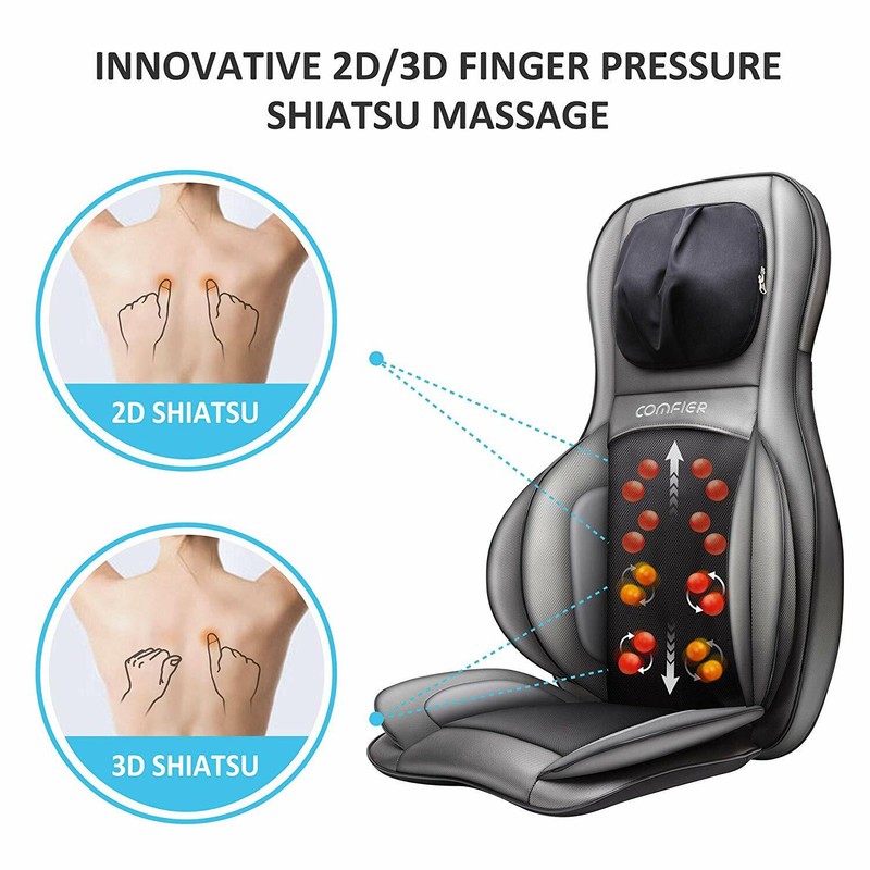 Back Neck Shoulder Waist Hips Massage Seat Chair Cushion w/ 3D Heat & Vibration gallery
