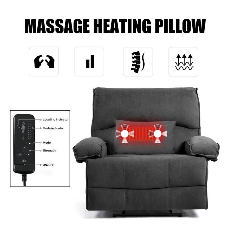 27.5" Oversized Manual Recliner Chair Sofa with Heating Vibration Capacity 350lb gallery