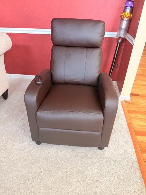 Brown Faux Leather Electric Massage Recliner Chair with Wired Remote
